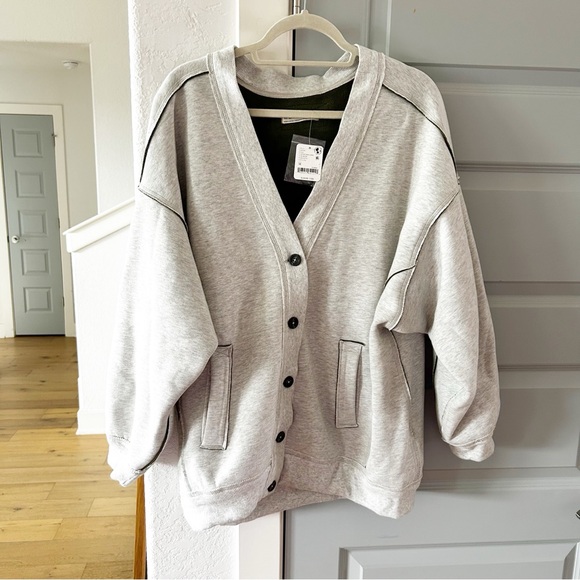 NWT Free People Grandpa Sweatshirt Cardigan - Picture 3 of 5